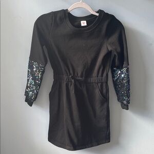 NWOT FabKids Black Dress with Sequin Sleeves